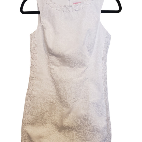 Lilly Pulitzer Shift Dress Resort White Floral Size 0 Mini Embellished - Picture 14 of 15